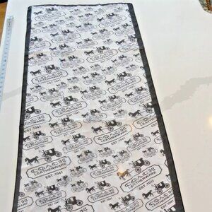 NEW AUTHENTIC 2023 COACH LEATHERWARE 100% SILK SCARF SCARVE BLACK WHITE 60"X20"
